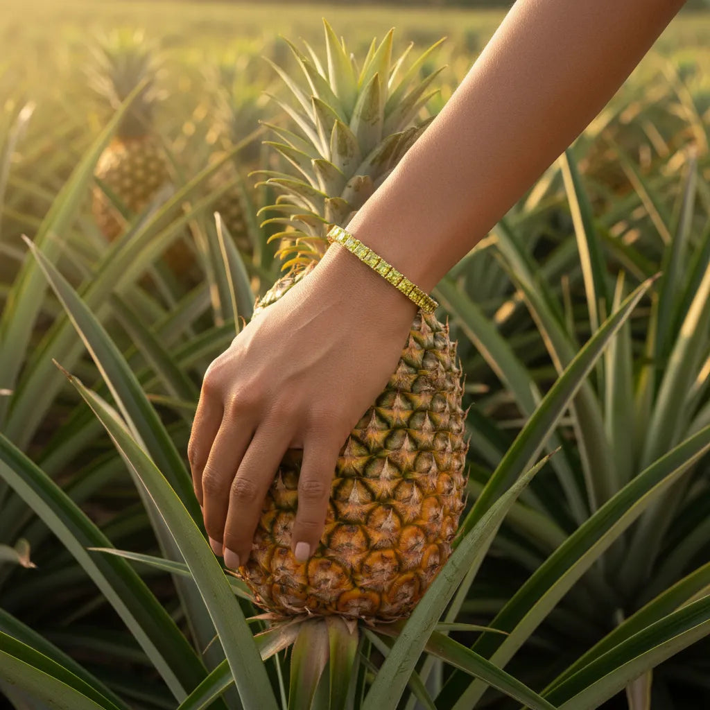 Bracelet de tennis Princess Lab en saphir jaune et vermeil en or jaune 18 carats