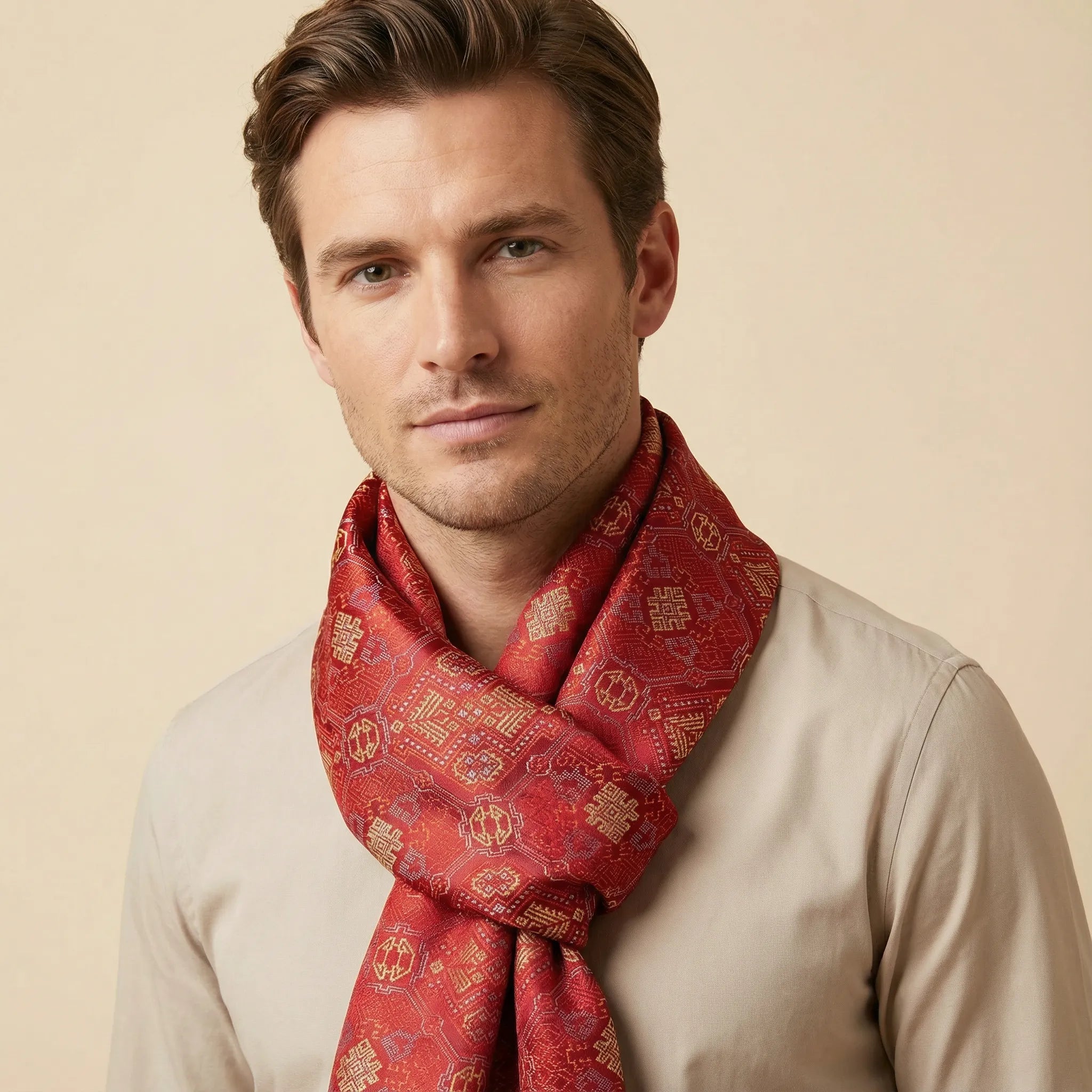 Red Luxury Scarf | Handwoven Artisan