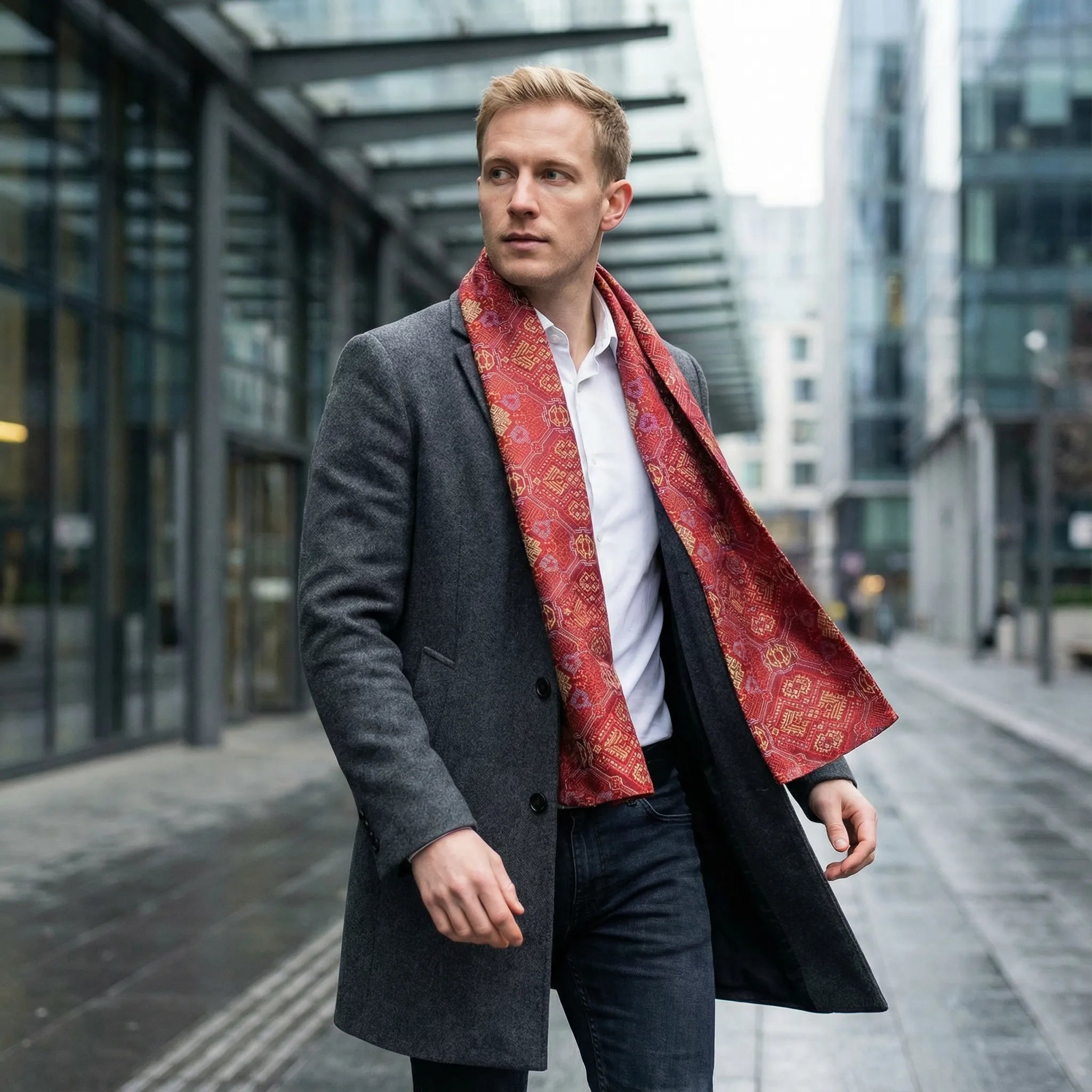 Red Luxury Scarf | Handwoven Artisan