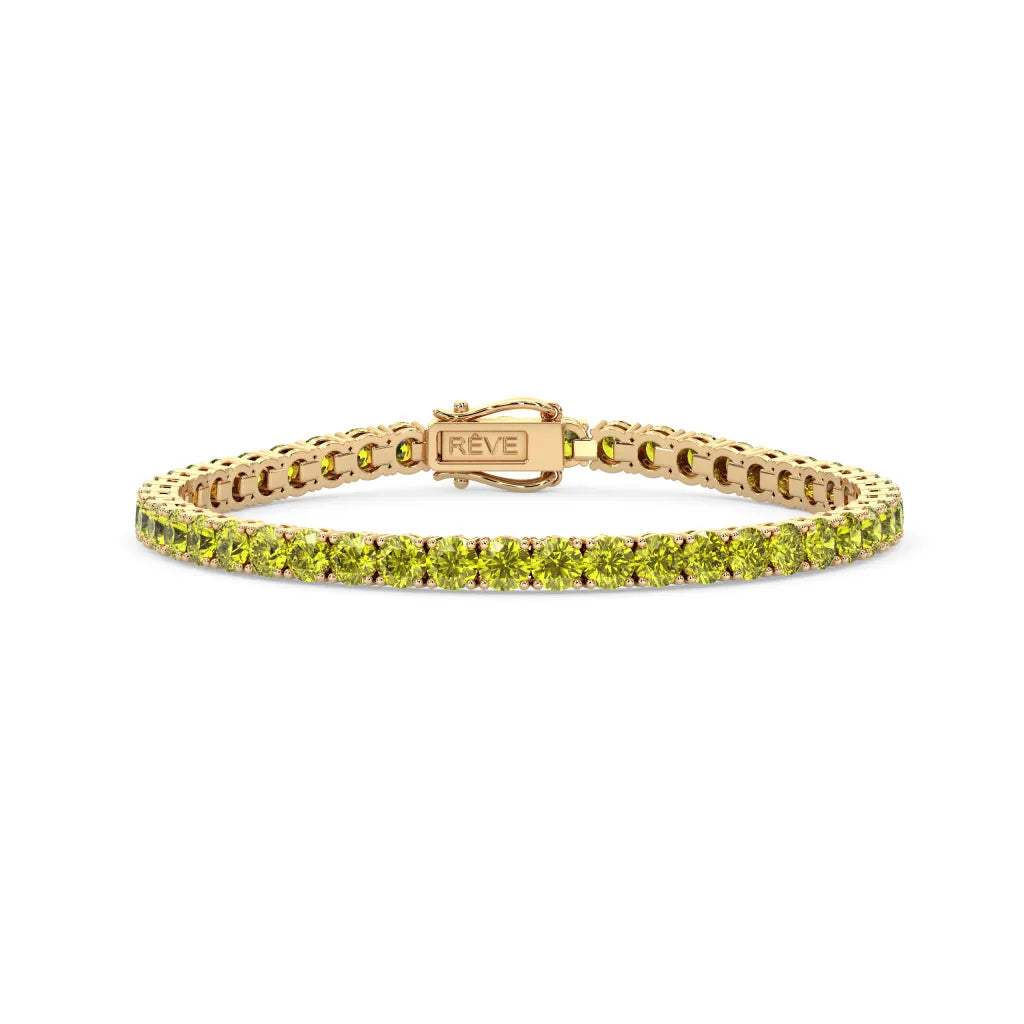 Rundes (4 mm) Tennisarmband mit gelbem Laborsaphir, 18 Karat Gelbgold-Vermeil