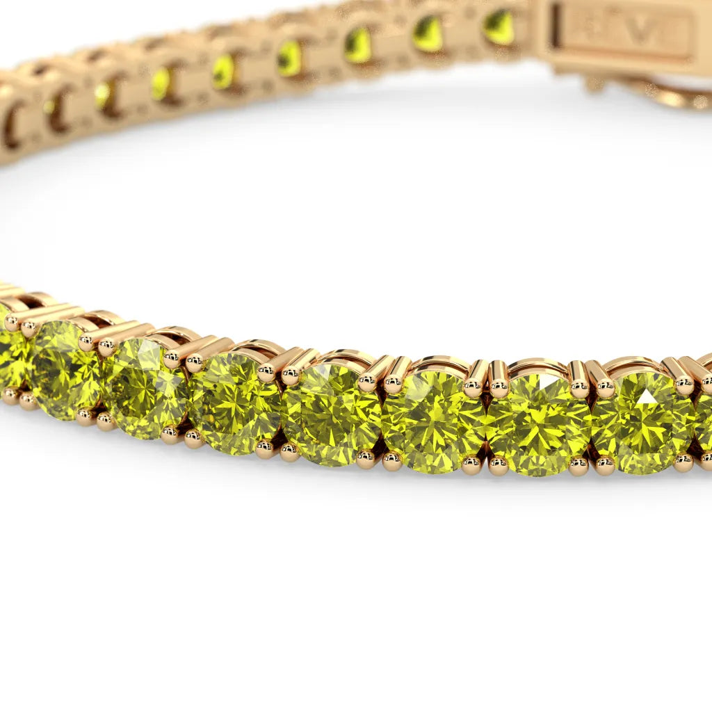 Rundes (4 mm) Tennisarmband mit gelbem Laborsaphir, 18 Karat Gelbgold-Vermeil