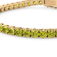 Rundes (4 mm) Tennisarmband mit gelbem Laborsaphir, 18 Karat Gelbgold-Vermeil