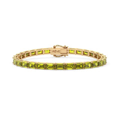 Bracelet de tennis en vermeil d'or jaune 18 carats et saphir jaune de laboratoire taille émeraude