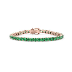 Rundes (4 mm) Tennisarmband mit kolumbianischem Labor-Smaragd, 18 Karat Roségold-Vermeil