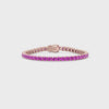 Bracelet de tennis en vermeil or rose 18 carats avec saphir rose de laboratoire rond de 11,6 ct
