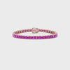 Bracelet de tennis Princess Lab en saphir rose et vermeil or rose 18 carats