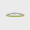 Bracelet de tennis en vermeil d'or blanc 18 carats serti d'un saphir jaune de laboratoire rond de 11,6 ct