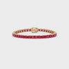 Bracelet de tennis Princess Lab Rose Red Ruby en vermeil d'or jaune 18 carats