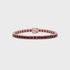 Bracelet de tennis Princess Lab en vermeil or rose 18 carats orné d'un rubis sang de pigeon