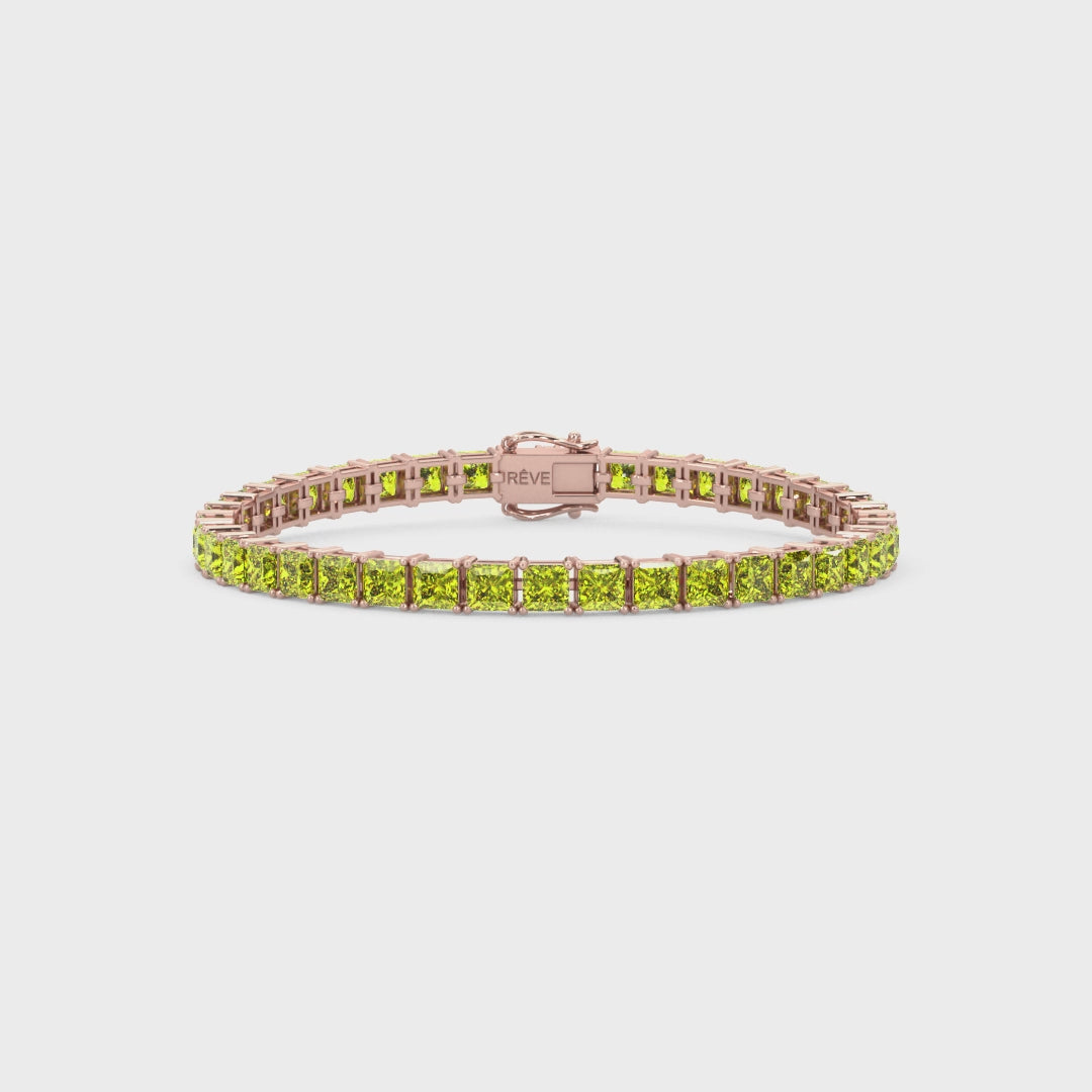 Prinzessin (4 mm) Labor-Gelber Saphir Tennisarmband in 18 Karat Roségold Vermeil