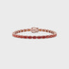 Bracelet de tennis ovale en saphir orange de laboratoire, monté sur vermeil en or rose 18 carats