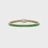 Bracelet de tennis Princess Lab en vermeil d'or jaune 18 carats et émeraudes colombiennes