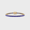 Bracelet de tennis ovale en saphir bleu royal de laboratoire, monté sur vermeil en or jaune 18 carats