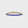 Bracelet de tennis en vermeil d'or jaune 18 carats serti d'un saphir bleu royal de laboratoire rond de 11,6 ct