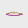 Bracelet de tennis en vermeil d'or jaune 18 carats avec saphir rose de laboratoire rond de 11,6 ct
