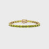 Bracelet de tennis en vermeil d'or jaune 18 carats et saphir jaune de laboratoire taille émeraude