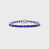 Bracelet de tennis Princess Lab en saphir bleu royal et vermeil en or blanc 18 carats