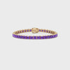 Bracelet de tennis Princess Lab en saphir violet et vermeil en or jaune 18 carats