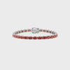 Bracelet de tennis ovale en saphir orange de laboratoire, monté sur vermeil en or blanc 18 carats