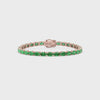 Bracelet de tennis ovale en émeraude de Colombie de laboratoire, monté sur vermeil en or rose 18 carats.