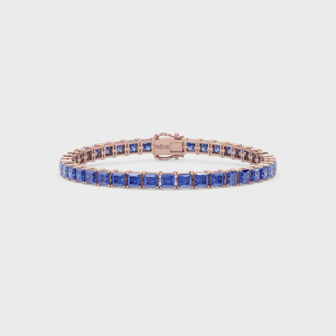 Princess (4 mm) Labor-Saphir-Tennisarmband in Kornblumenblau aus 18-karätigem Roségold-Vermeil