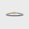 Bracelet de tennis en vermeil d'or jaune 18 carats serti d'un saphir bleuet rond de laboratoire de 11,6 ct.