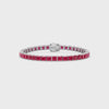 Bracelet de tennis Princess Lab Rose Red Ruby en vermeil d'or blanc 18 carats